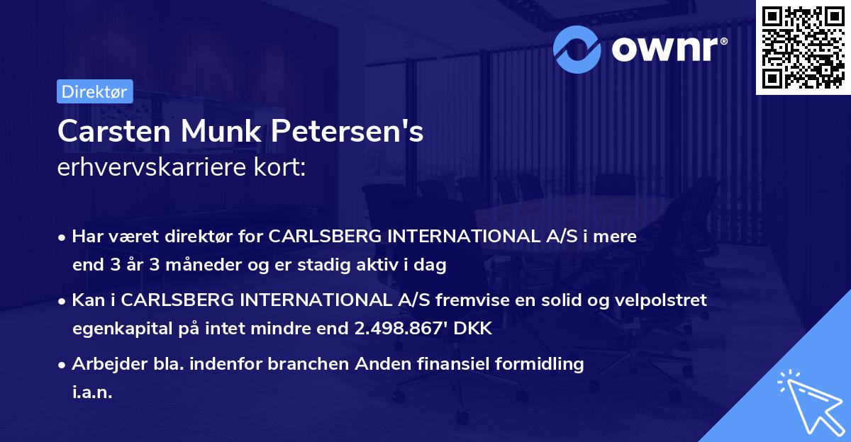 Carsten Munk Petersen's erhvervskarriere kort