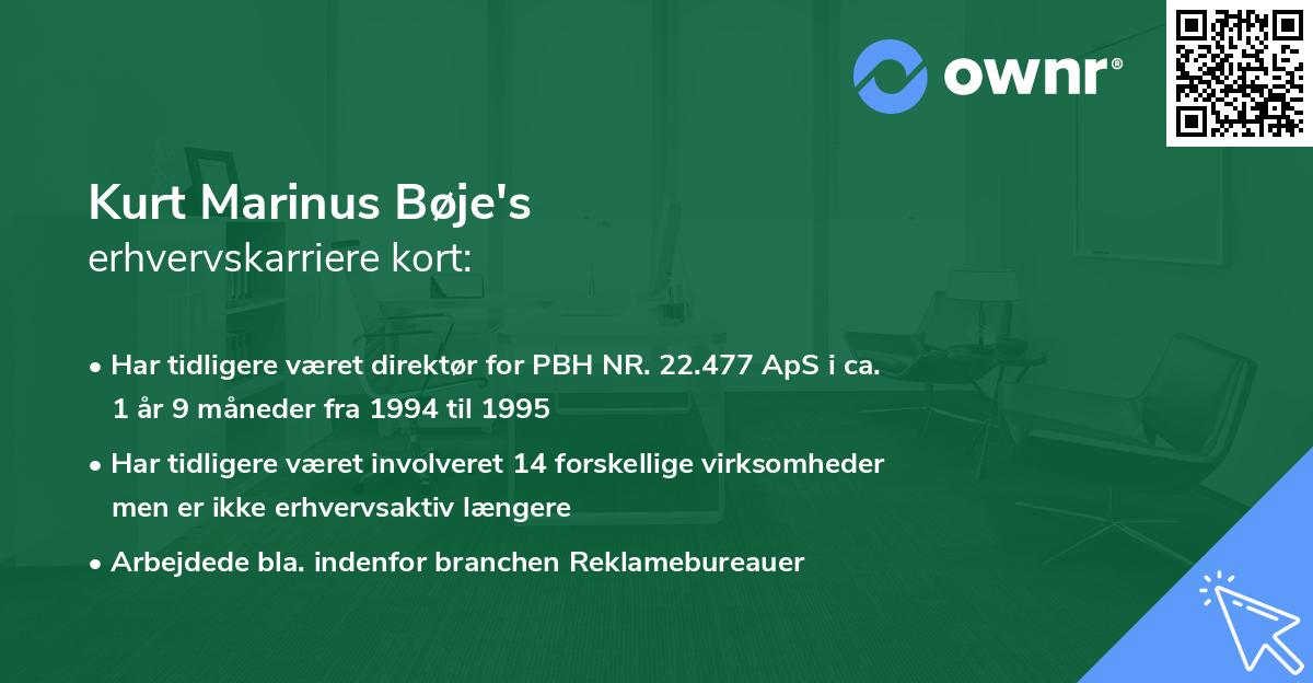 Kurt Marinus Bøje's erhvervskarriere kort