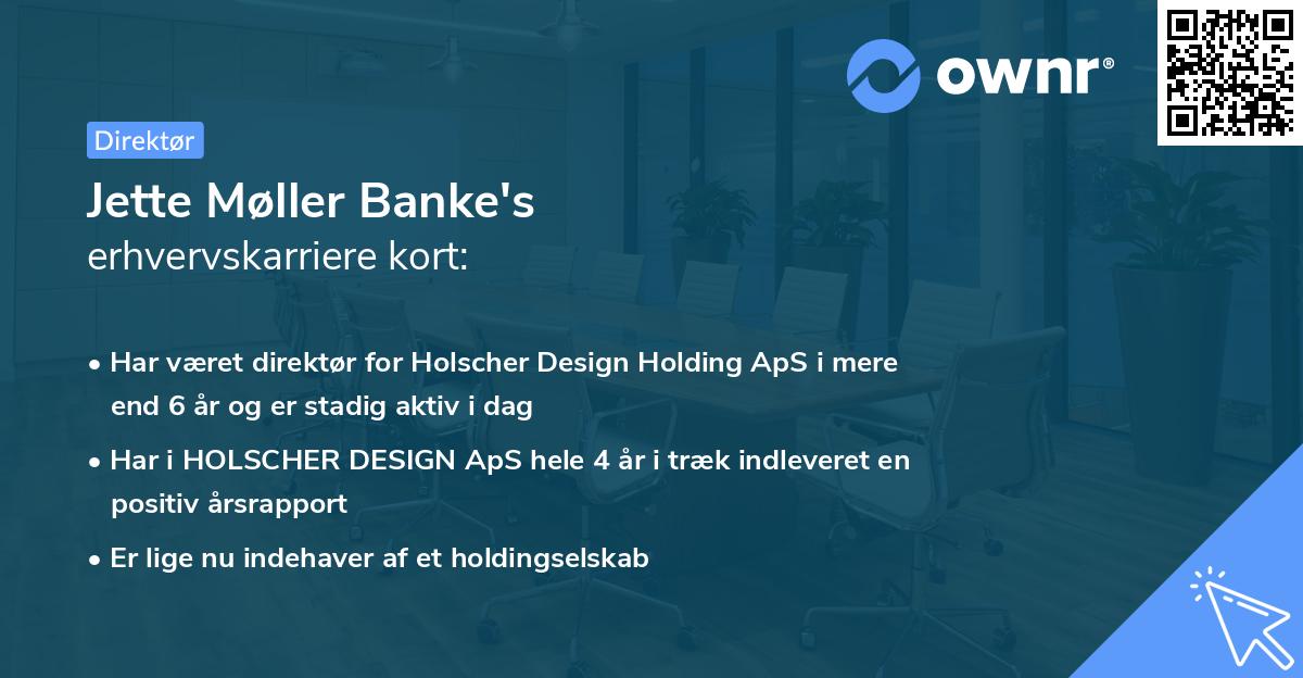 Jette Møller Banke's erhvervskarriere kort
