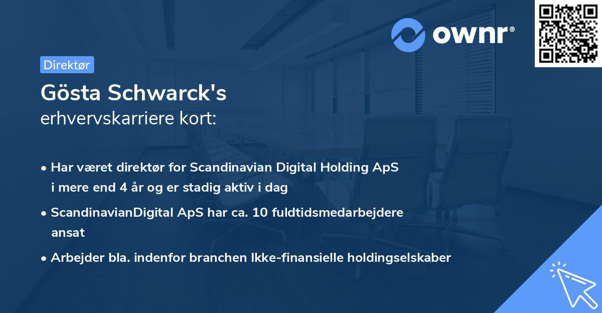 Gösta Schwarck's erhvervskarriere kort
