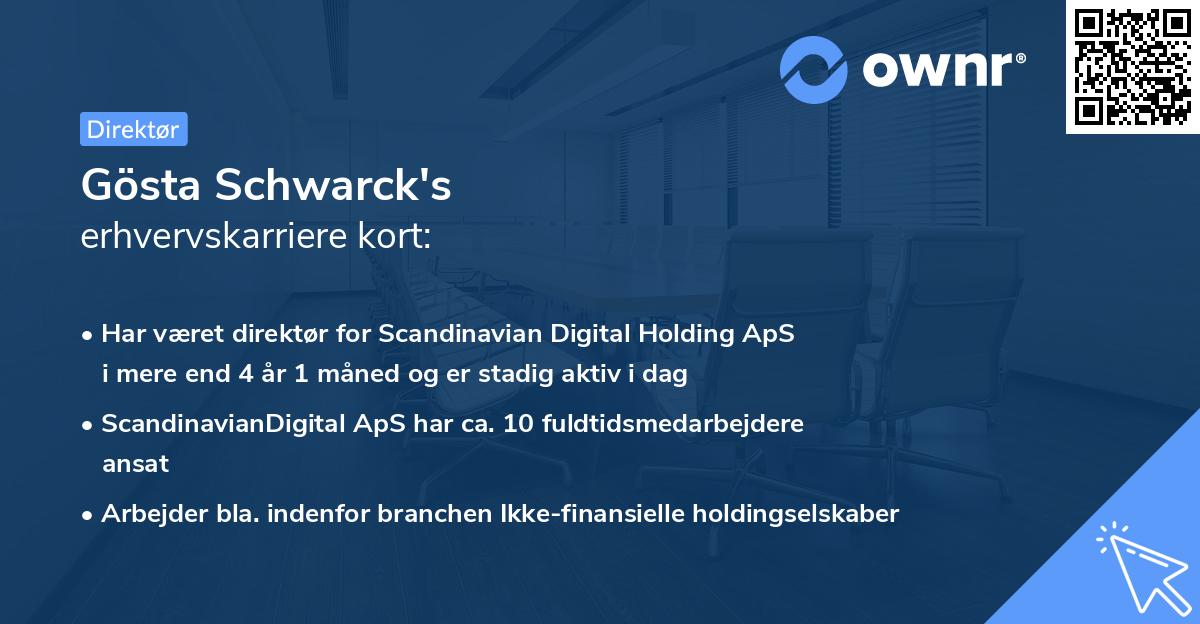 Gösta Schwarck's erhvervskarriere kort