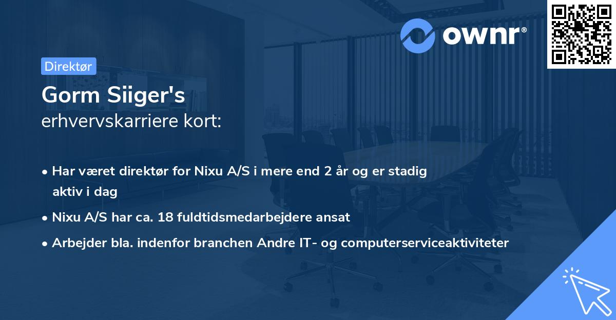 Gorm Siiger's erhvervskarriere kort