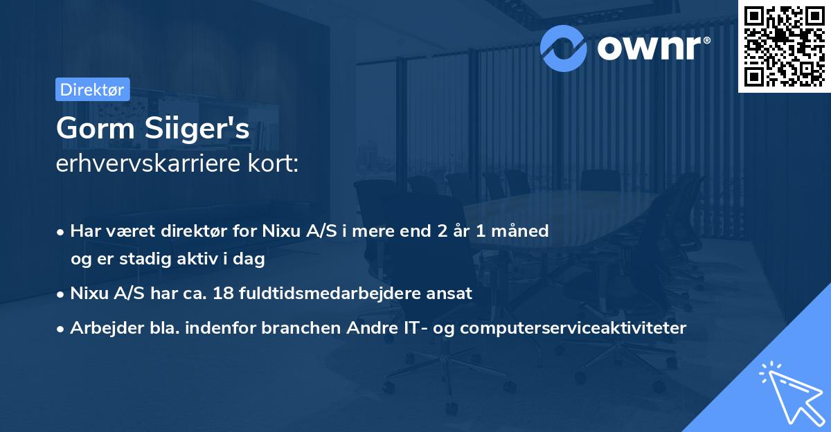 Gorm Siiger's erhvervskarriere kort