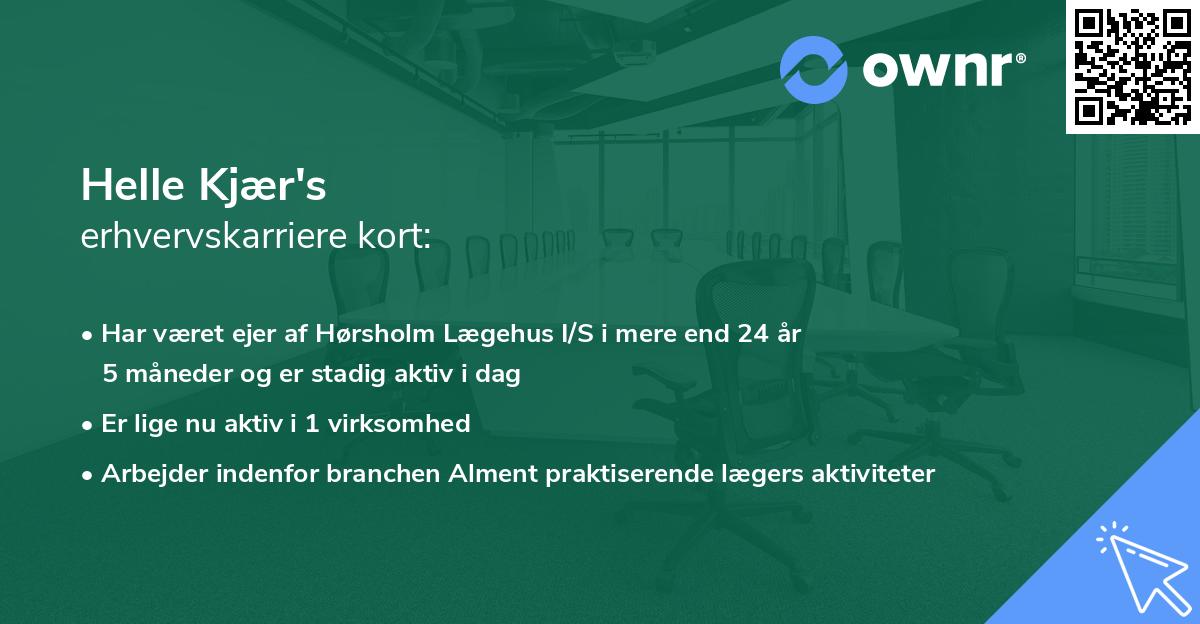 Helle Kjær's erhvervskarriere kort