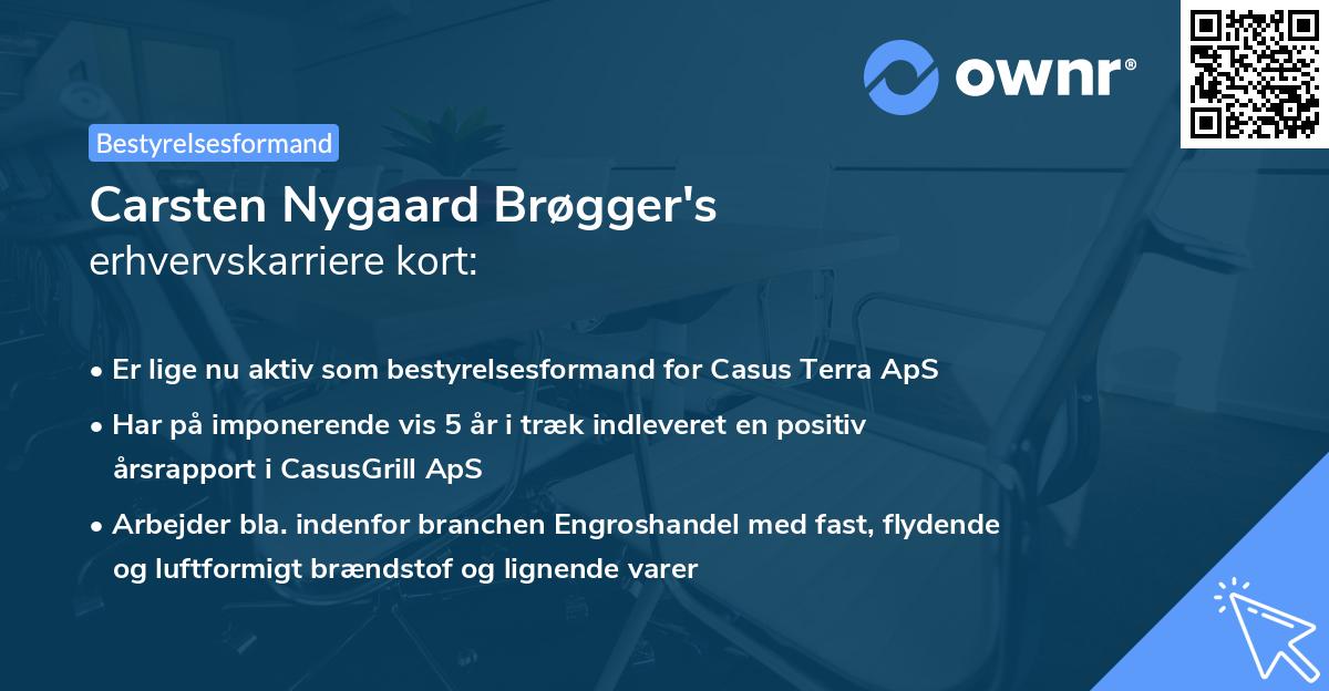 Carsten Nygaard Brøgger's erhvervskarriere kort