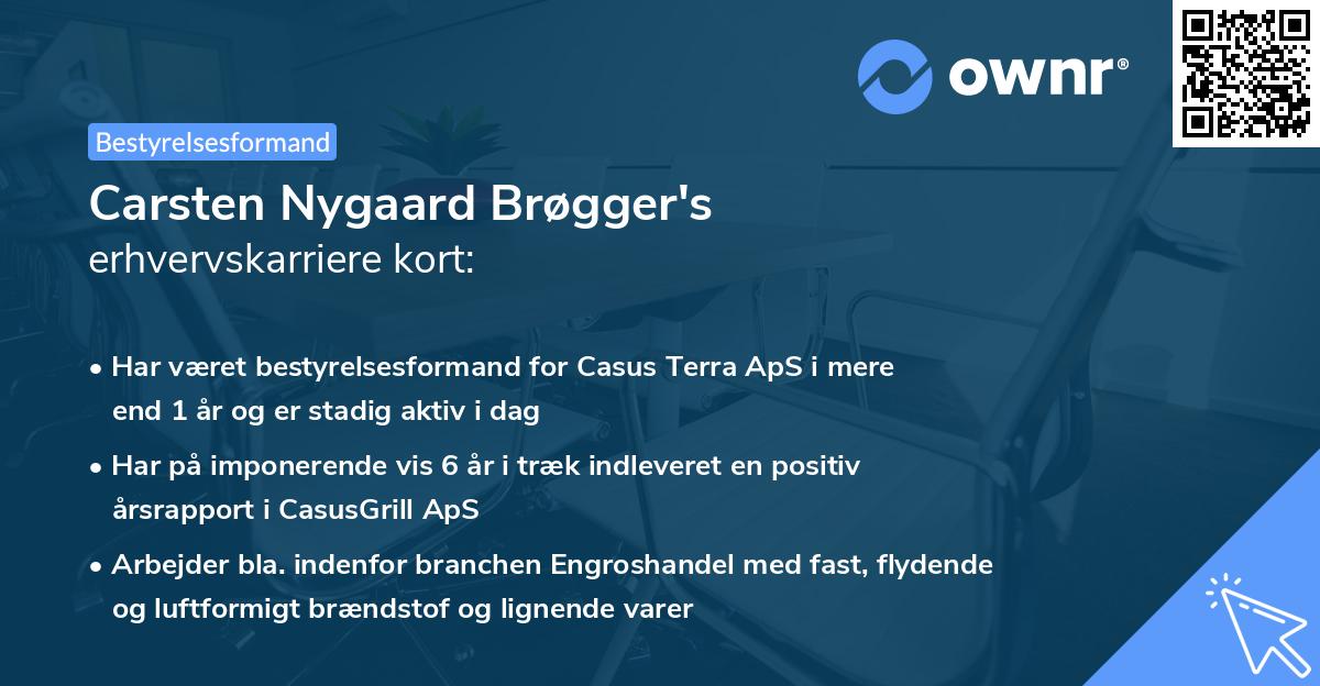 Carsten Nygaard Brøgger's erhvervskarriere kort