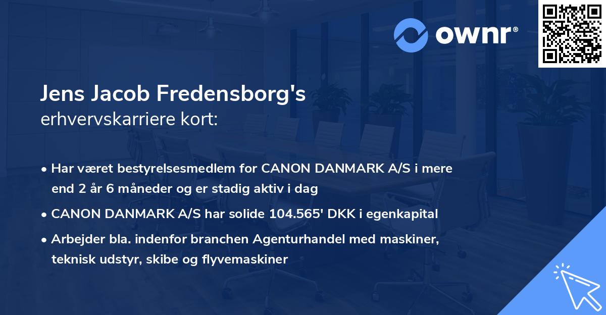 Jens Jacob Fredensborg's erhvervskarriere kort