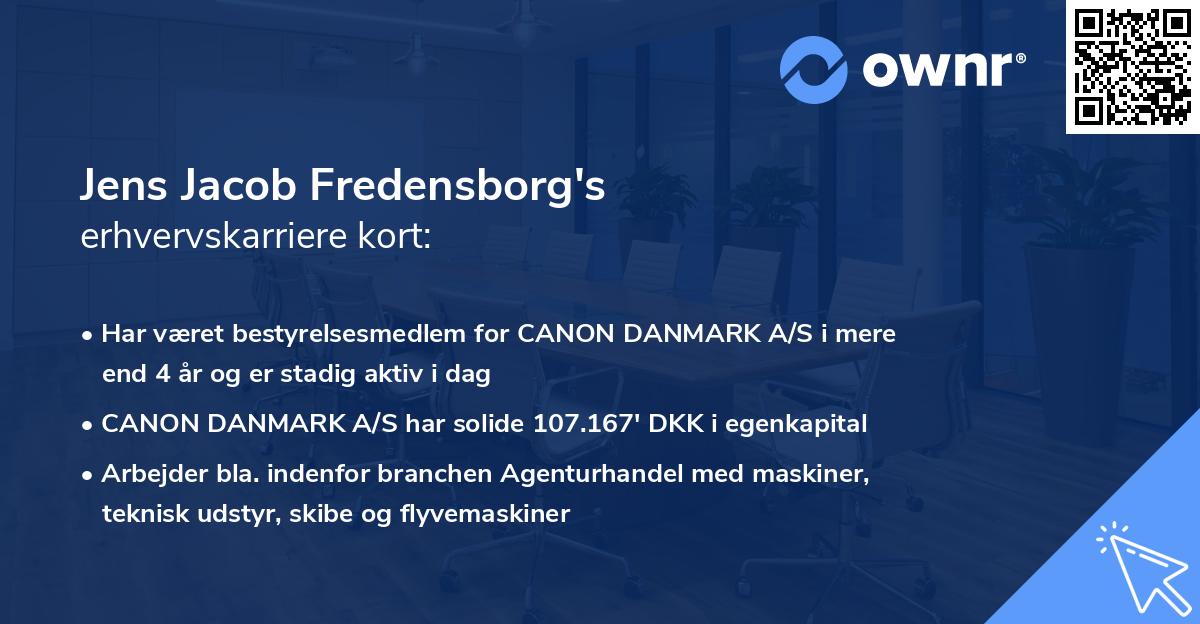 Jens Jacob Fredensborg's erhvervskarriere kort