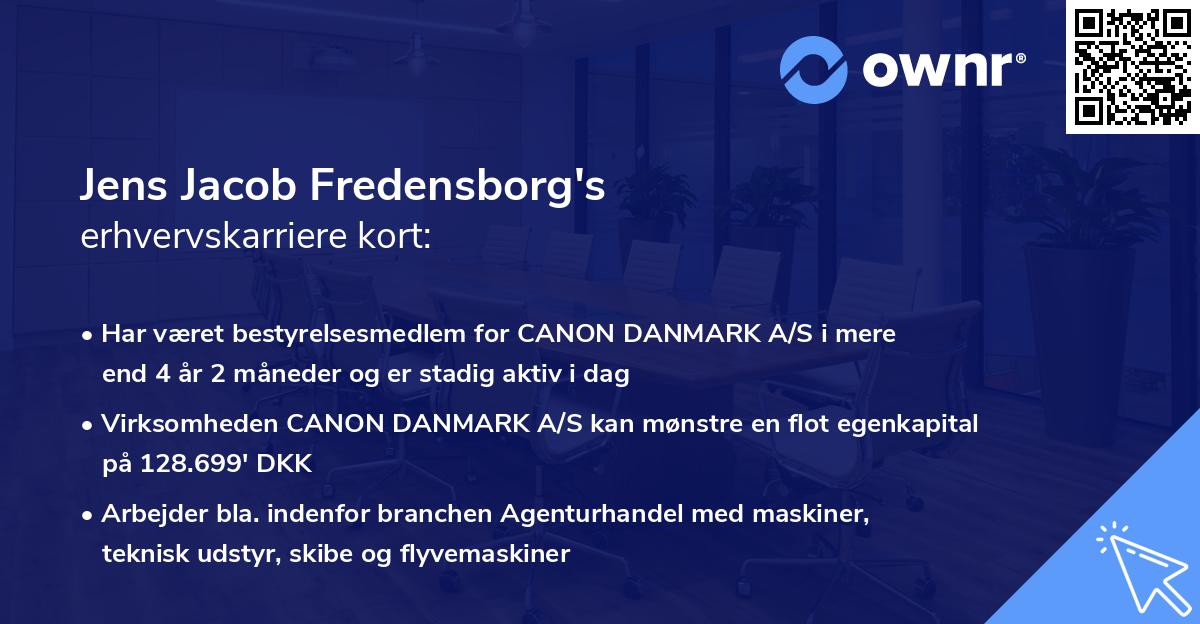 Jens Jacob Fredensborg's erhvervskarriere kort