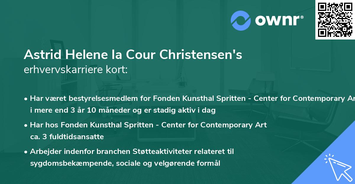 Astrid Helene la Cour Christensen's erhvervskarriere kort