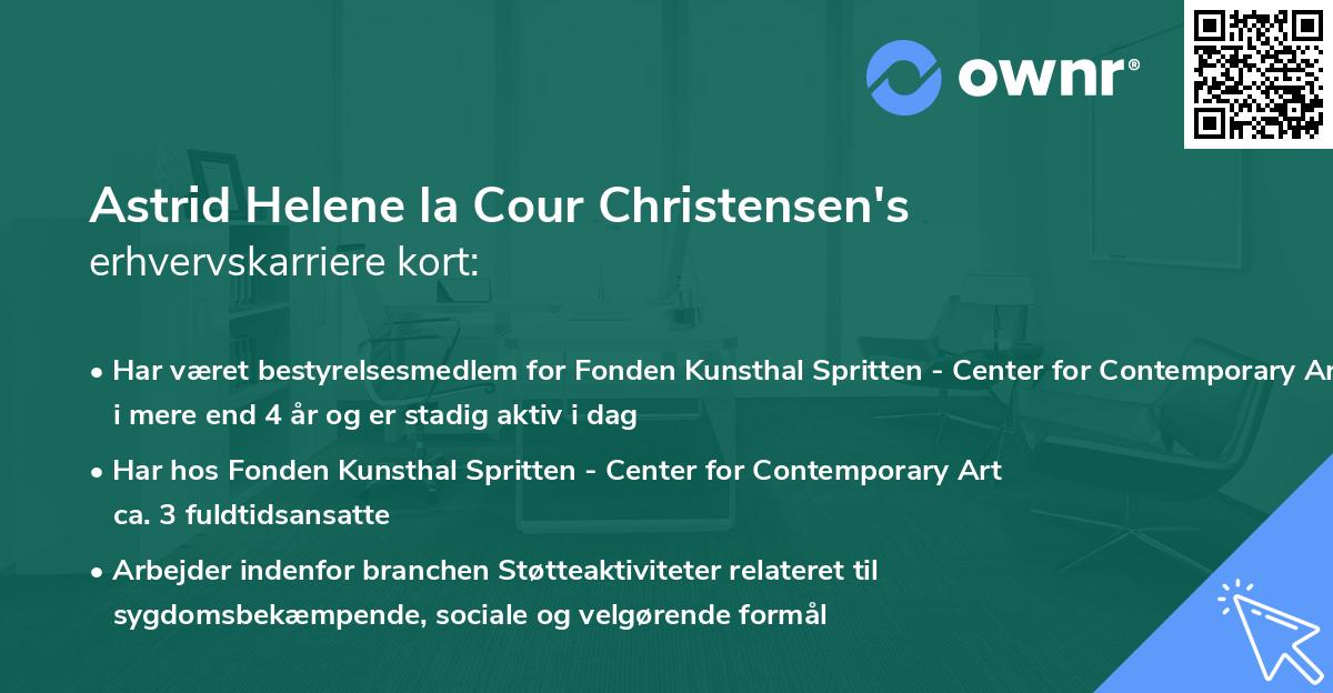 Astrid Helene la Cour Christensen's erhvervskarriere kort