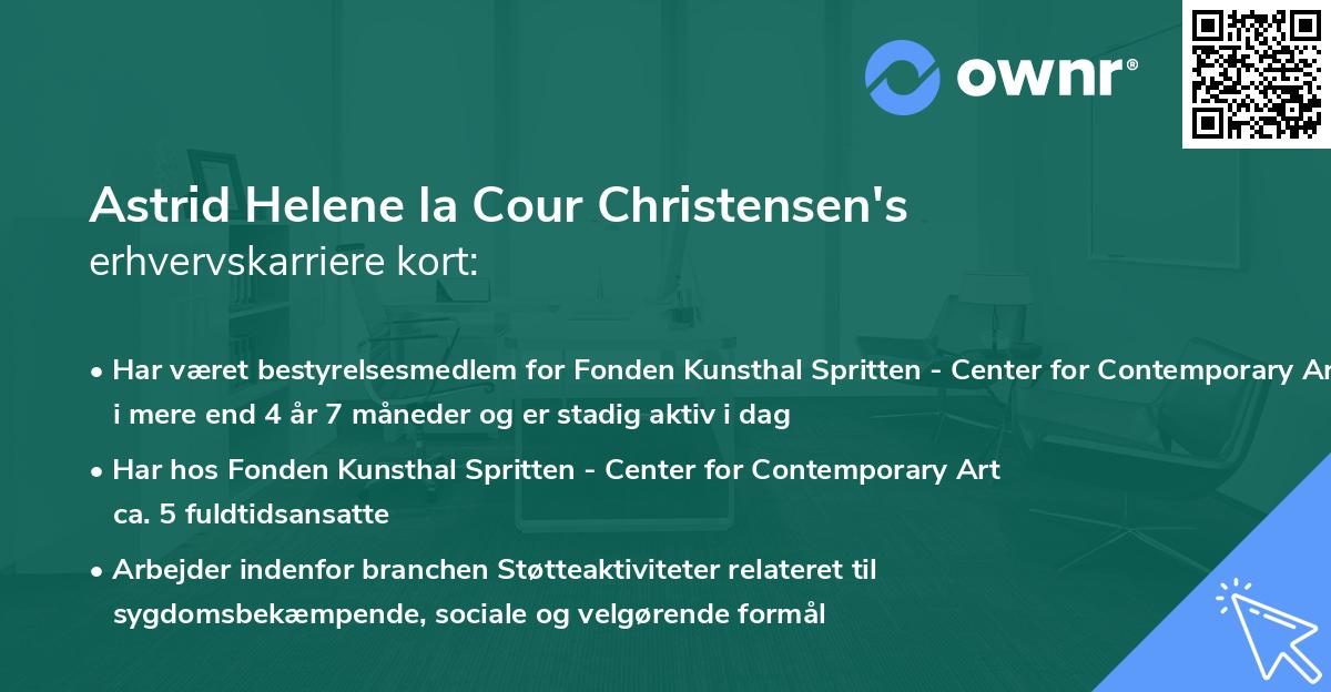 Astrid Helene la Cour Christensen's erhvervskarriere kort