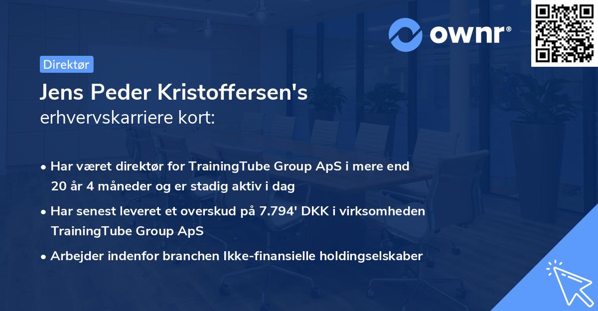 Jens Peder Kristoffersen's erhvervskarriere kort
