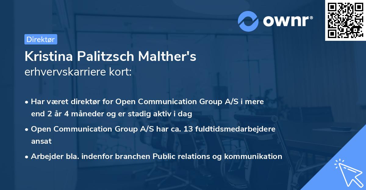 Kristina Palitzsch Malther's erhvervskarriere kort