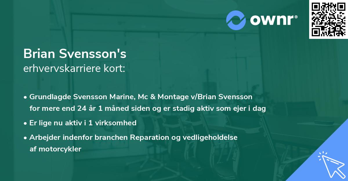 Brian Svensson's erhvervskarriere kort
