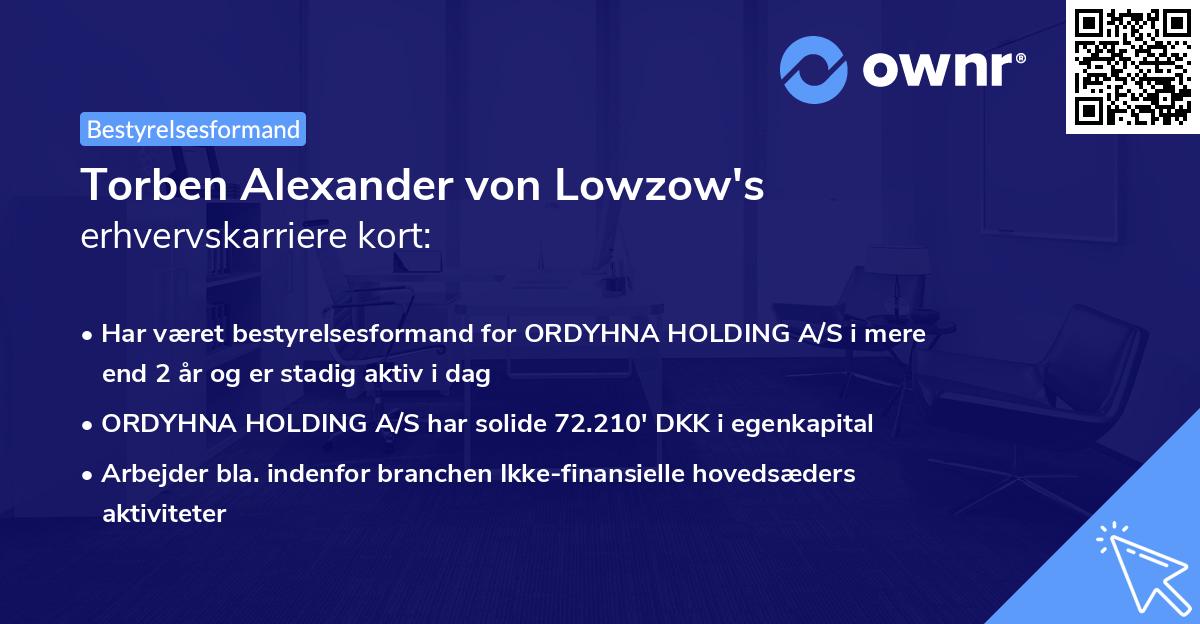 Torben Alexander von Lowzow's erhvervskarriere kort