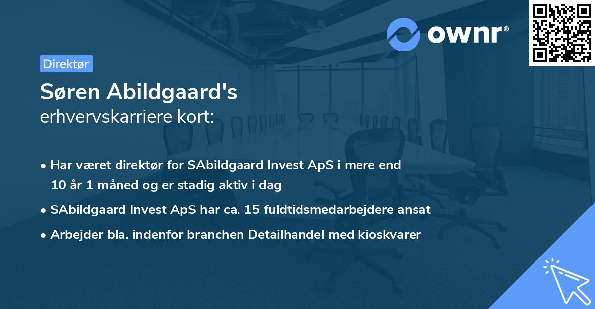 Søren Abildgaard's erhvervskarriere kort
