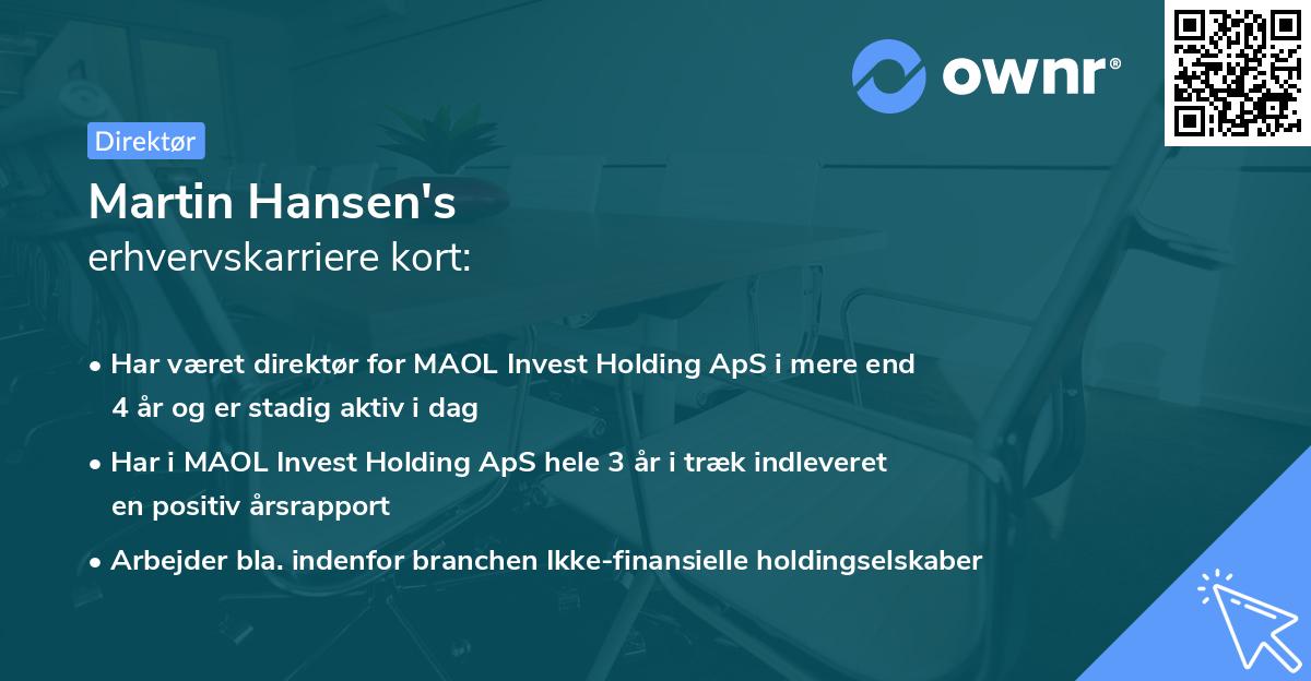 Martin Hansen's erhvervskarriere kort
