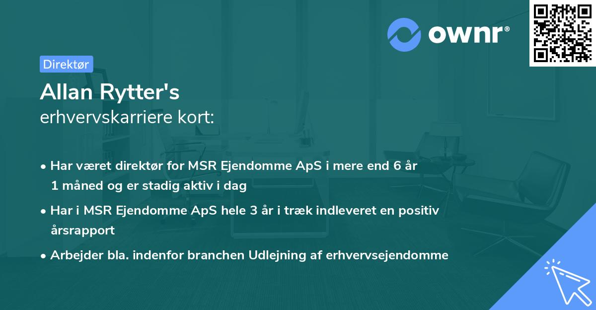 Allan Rytter's erhvervskarriere kort
