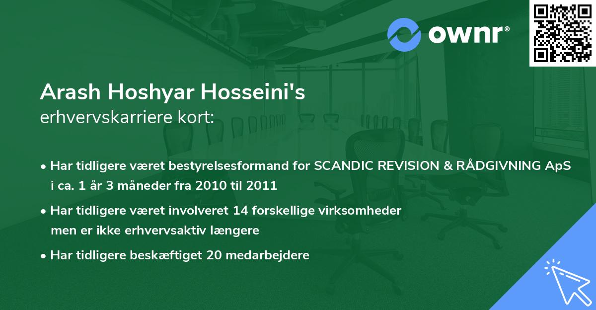 Arash Hoshyar Hosseini's erhvervskarriere kort