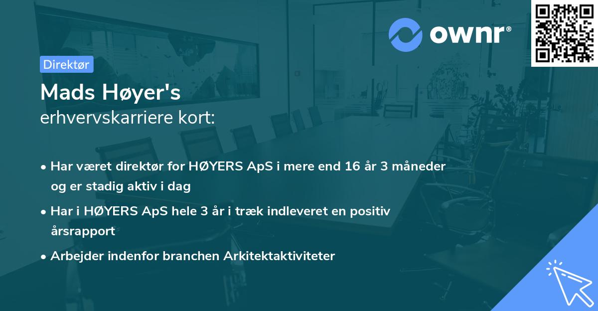 Mads Høyer's erhvervskarriere kort