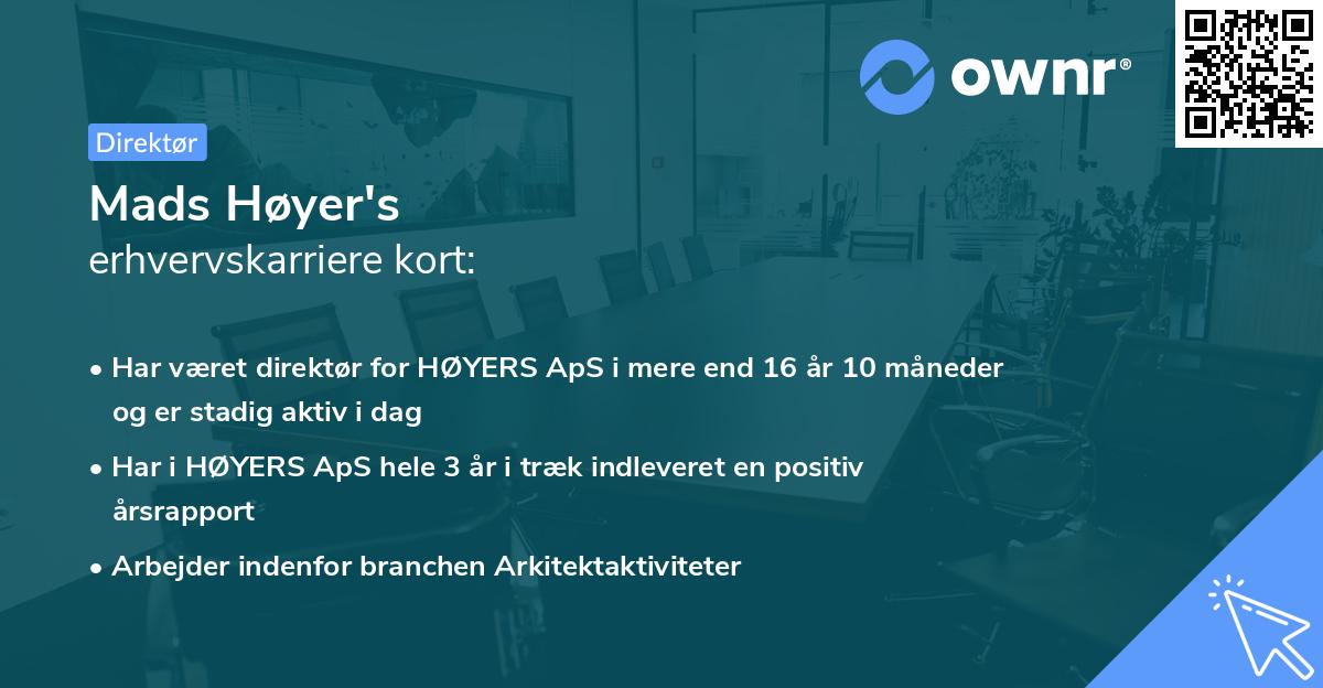 Mads Høyer's erhvervskarriere kort