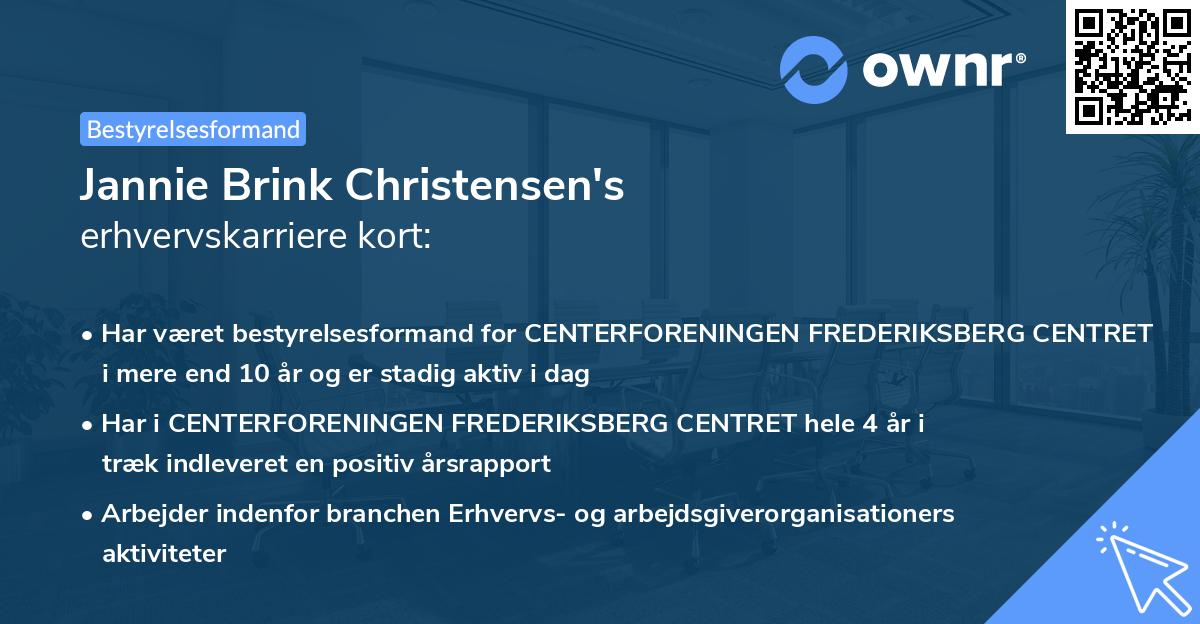 Jannie Brink Christensen's erhvervskarriere kort