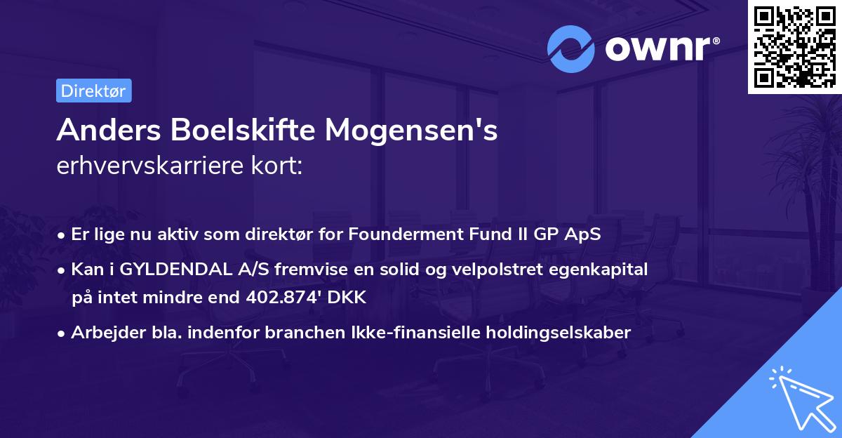Anders Boelskifte Mogensen's erhvervskarriere kort