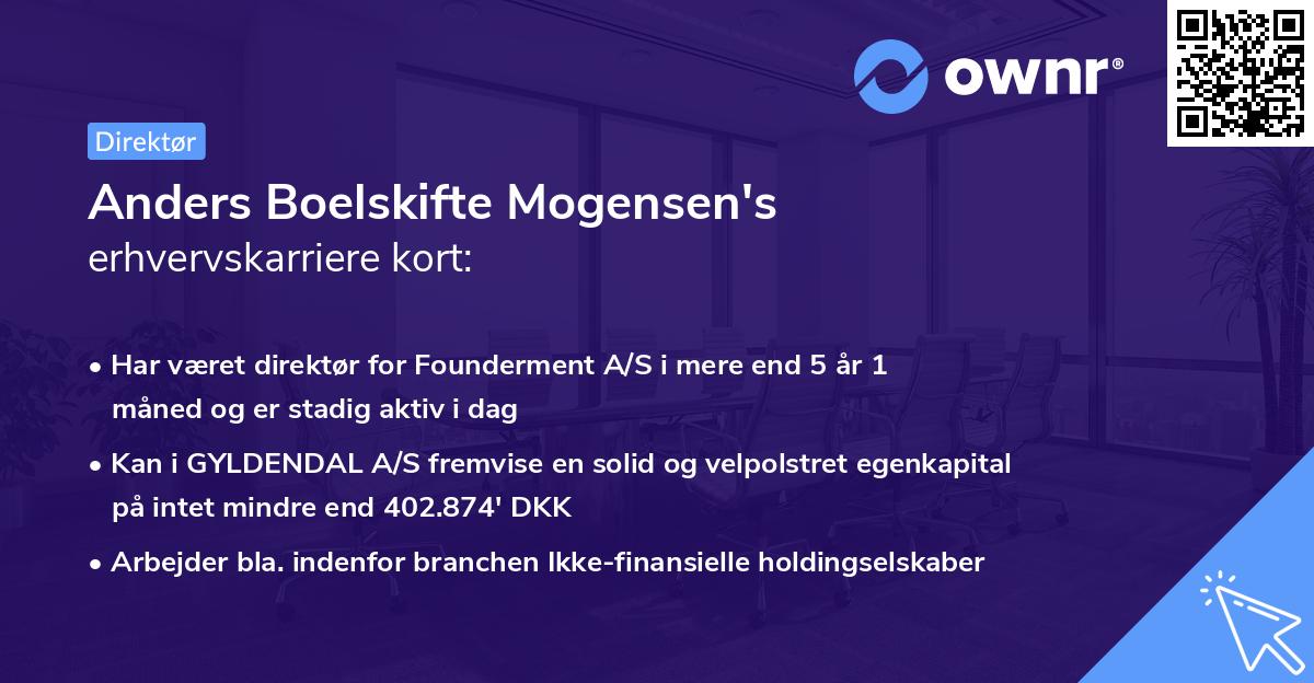 Anders Boelskifte Mogensen's erhvervskarriere kort