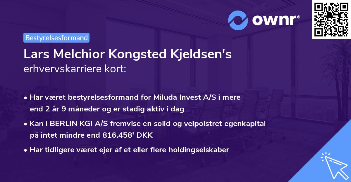 Lars Melchior Kongsted Kjeldsen's erhvervskarriere kort