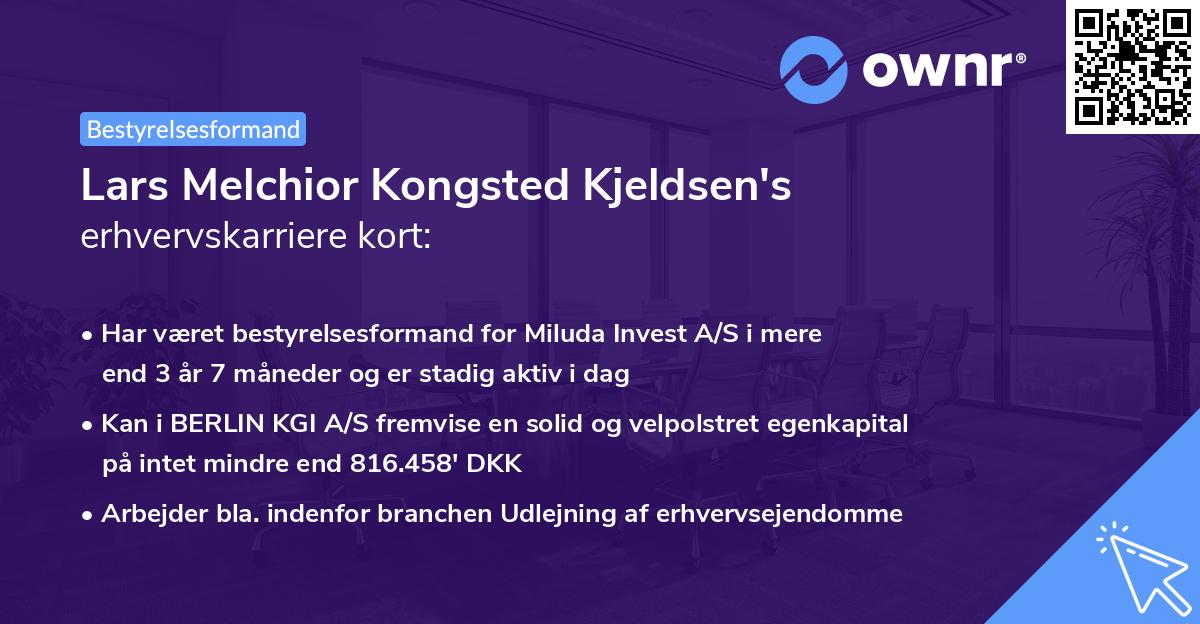 Lars Melchior Kongsted Kjeldsen's erhvervskarriere kort