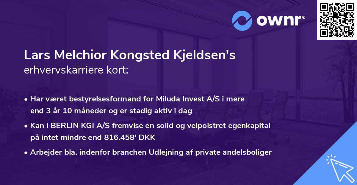Lars Melchior Kongsted Kjeldsen's erhvervskarriere kort