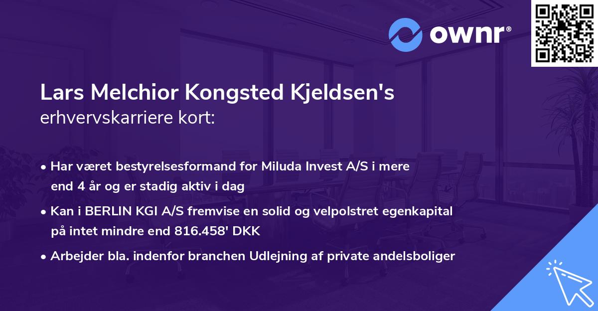 Lars Melchior Kongsted Kjeldsen's erhvervskarriere kort