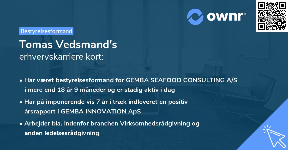 Tomas Vedsmand's erhvervskarriere kort