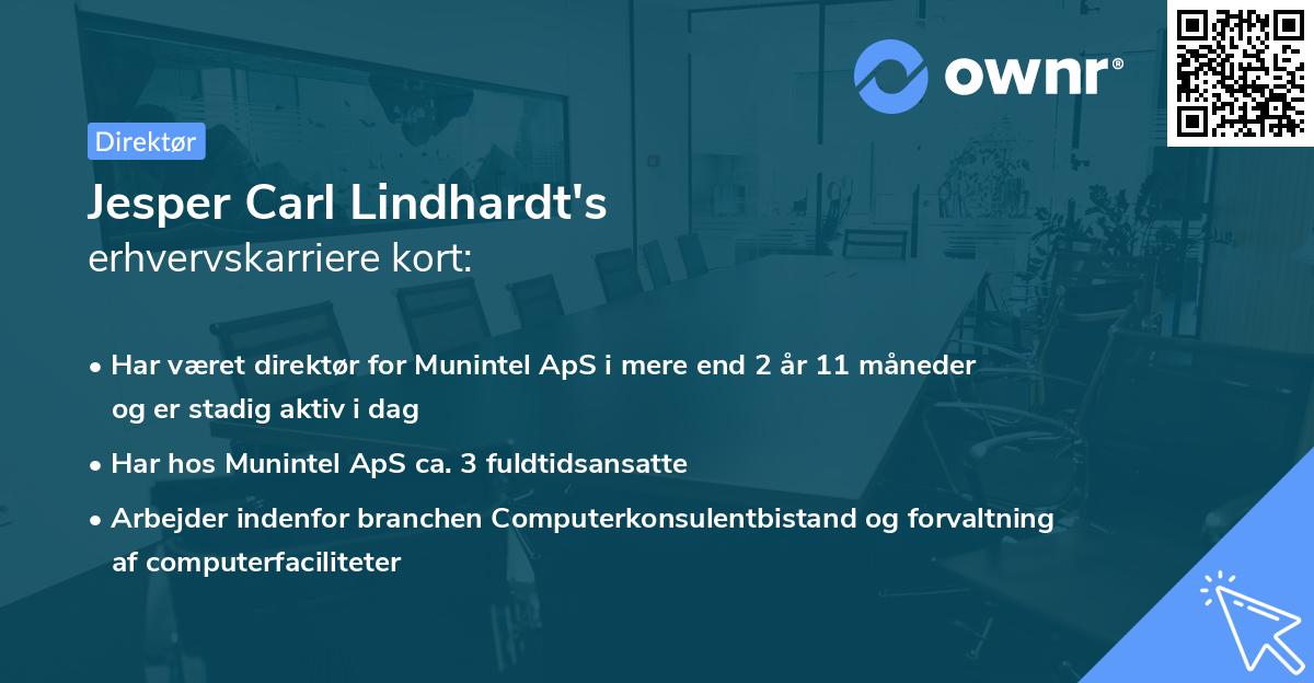 Jesper Carl Lindhardt's erhvervskarriere kort