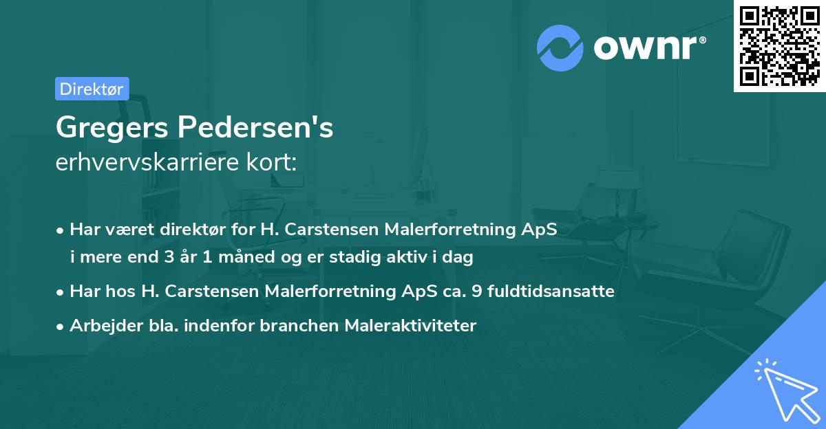 Gregers Pedersen's erhvervskarriere kort