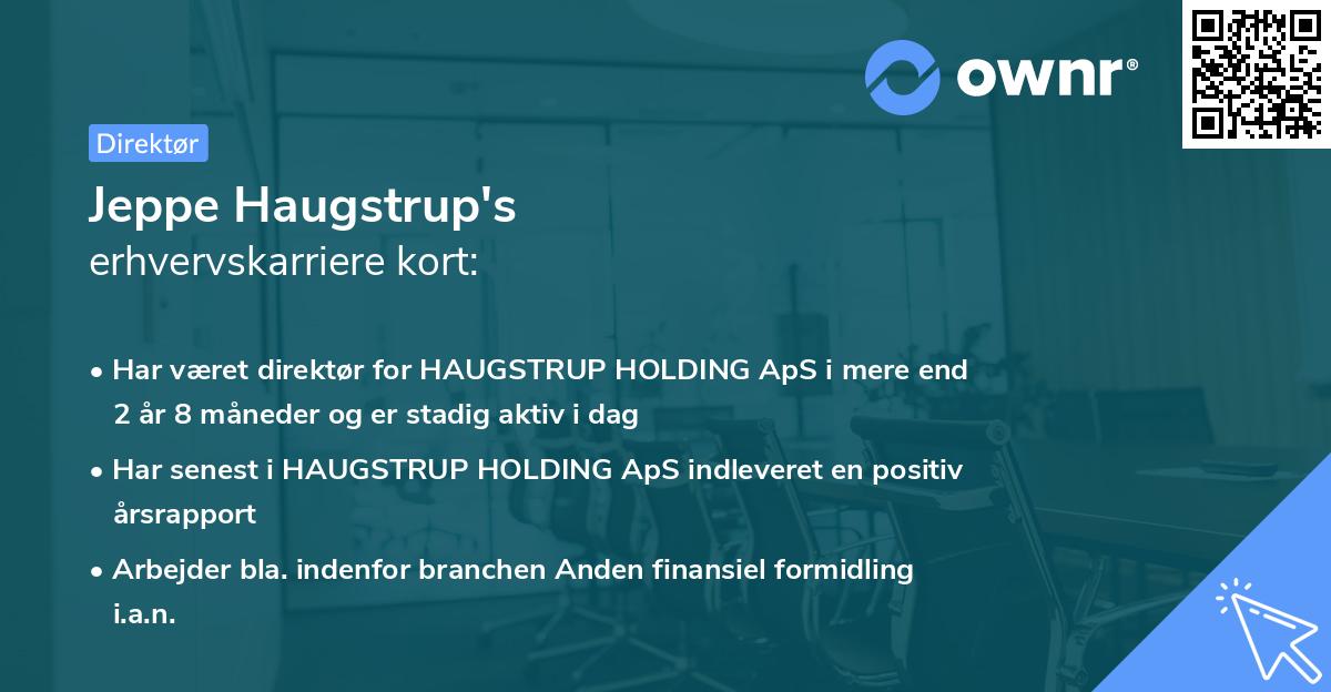 Jeppe Haugstrup's erhvervskarriere kort