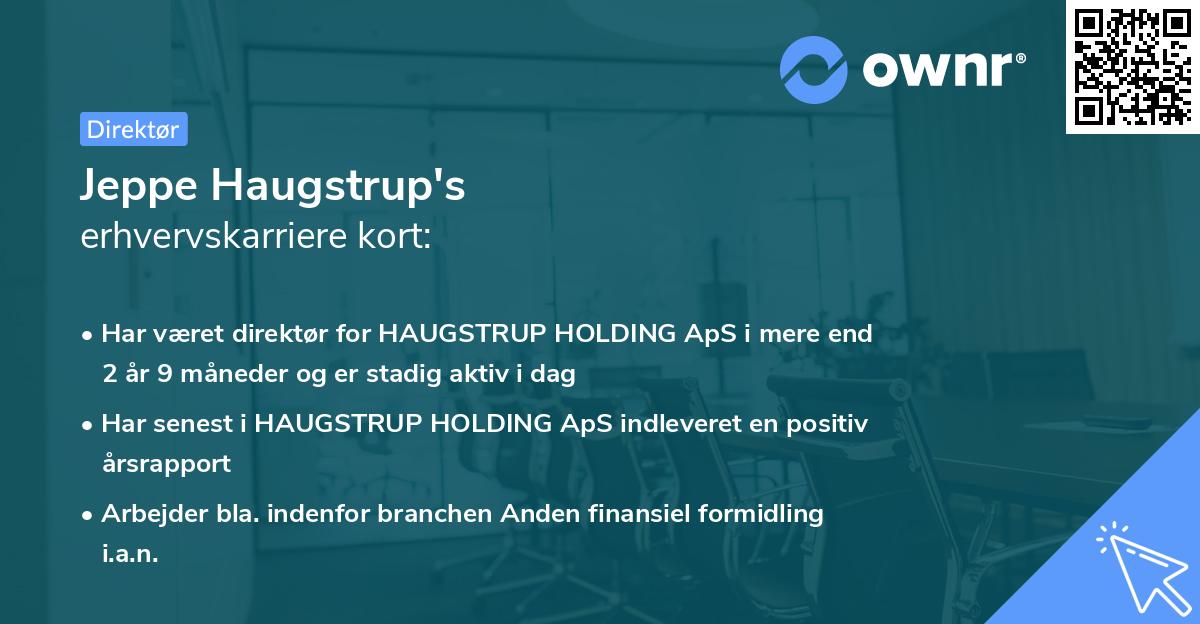 Jeppe Haugstrup's erhvervskarriere kort