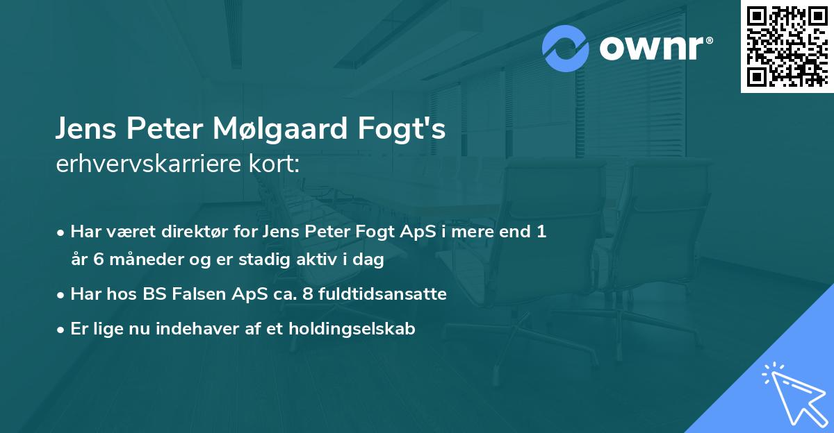 Jens Peter Mølgaard Fogt's erhvervskarriere kort