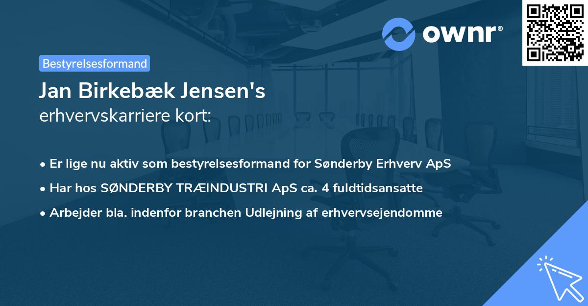 Jan Birkebæk Jensen's erhvervskarriere kort