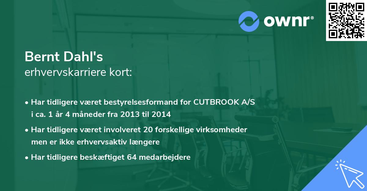 Bernt Dahl's erhvervskarriere kort