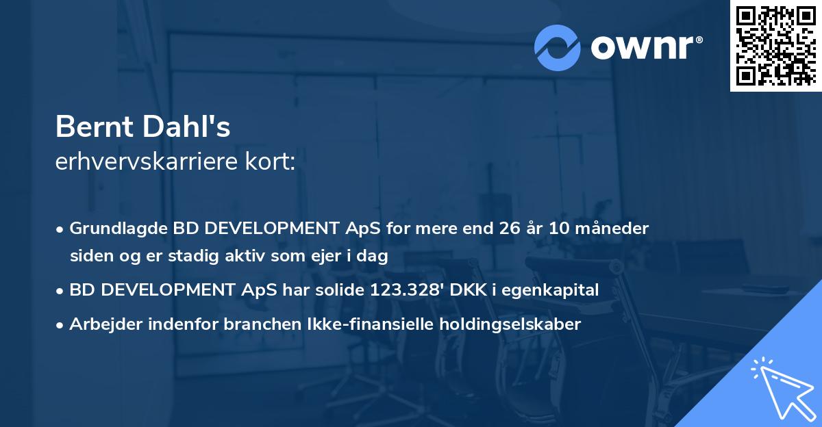 Bernt Dahl's erhvervskarriere kort