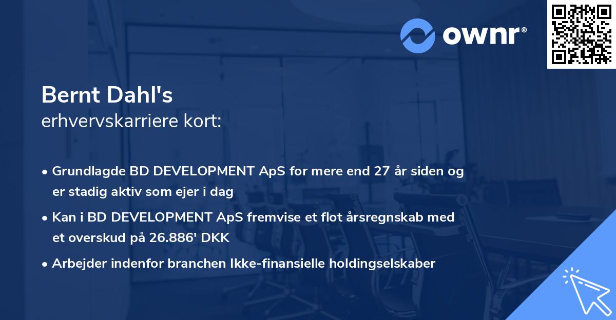 Bernt Dahl's erhvervskarriere kort