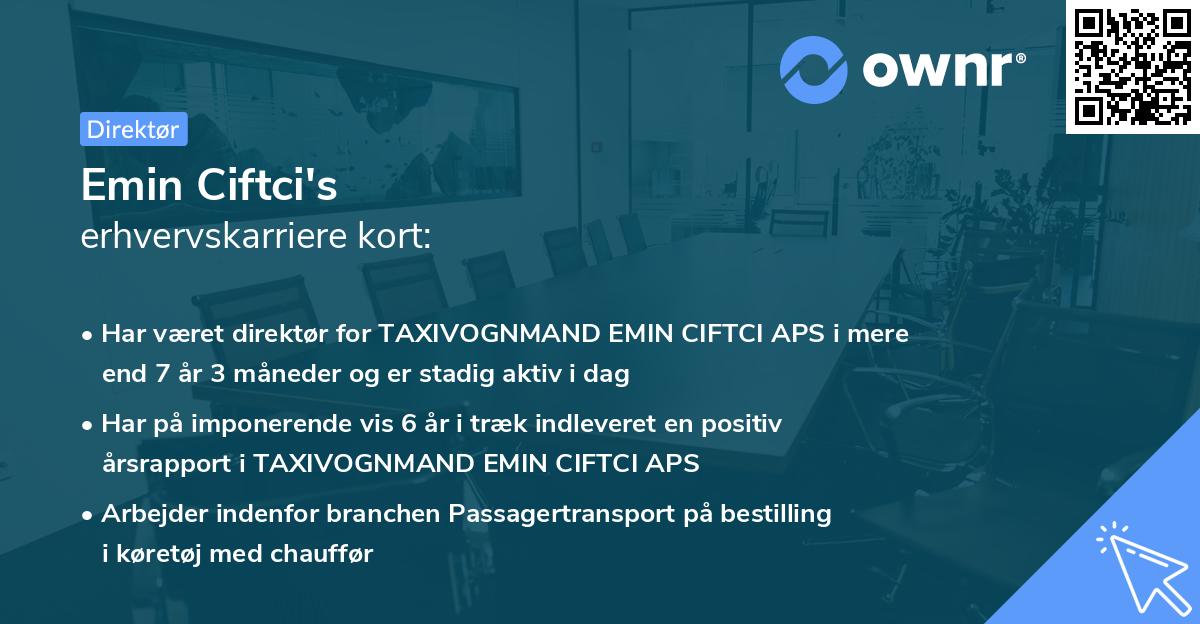 Emin Ciftci's erhvervskarriere kort