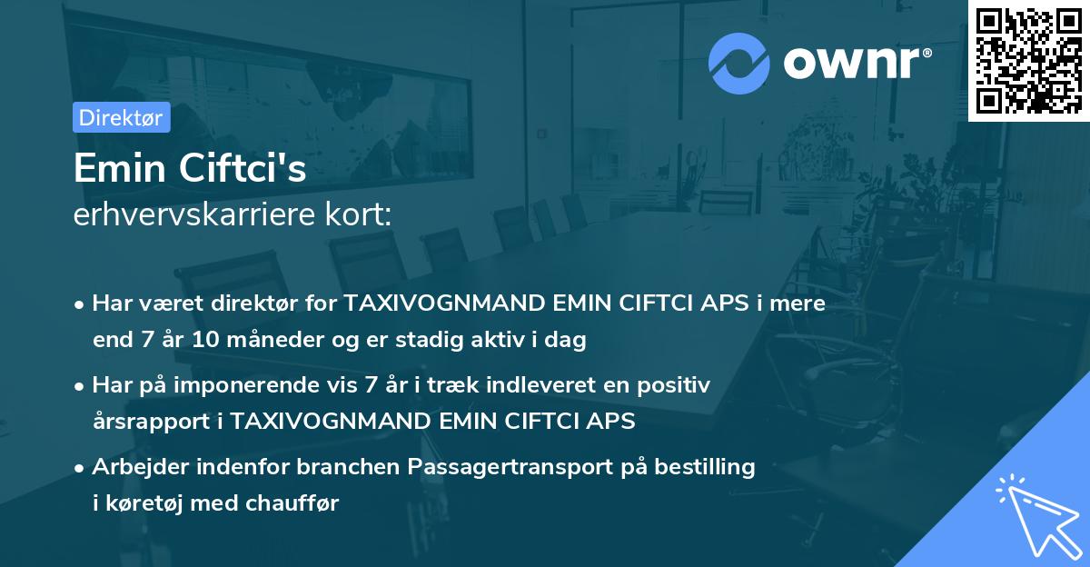 Emin Ciftci's erhvervskarriere kort