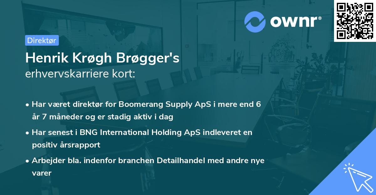 Henrik Krøgh Brøgger's erhvervskarriere kort