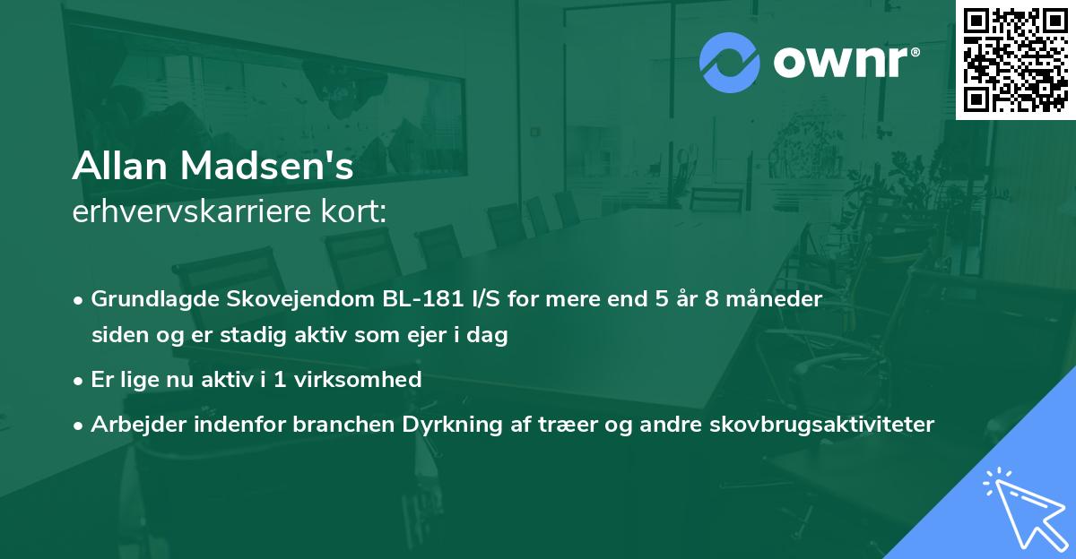 Allan Madsen's erhvervskarriere kort