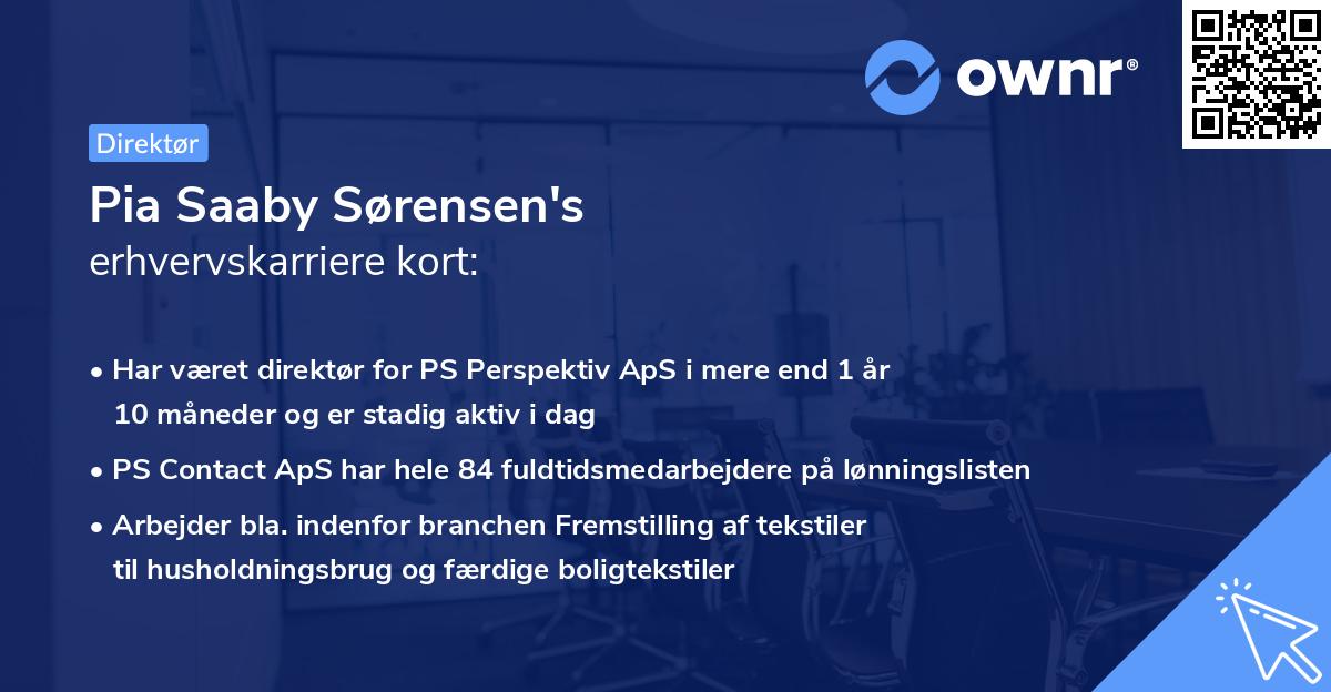 Pia Saaby Sørensen's erhvervskarriere kort
