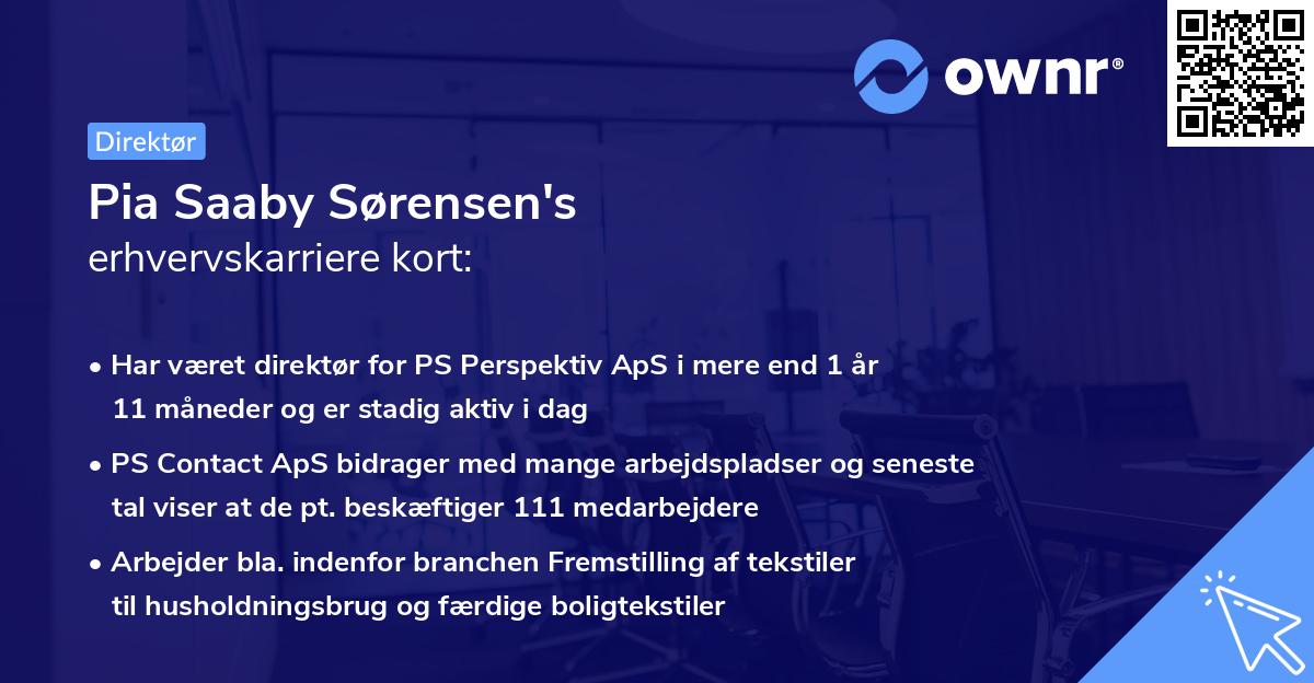 Pia Saaby Sørensen's erhvervskarriere kort