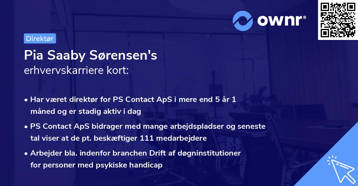 Pia Saaby Sørensen's erhvervskarriere kort